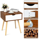 Nightstand End Side Sofa Table Storage Drawer Living Room Furni W/Solid Wood Leg