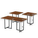 63'' Console Dining Table Rectangular Kitchen Table w/ Metal Frame and Wood Top