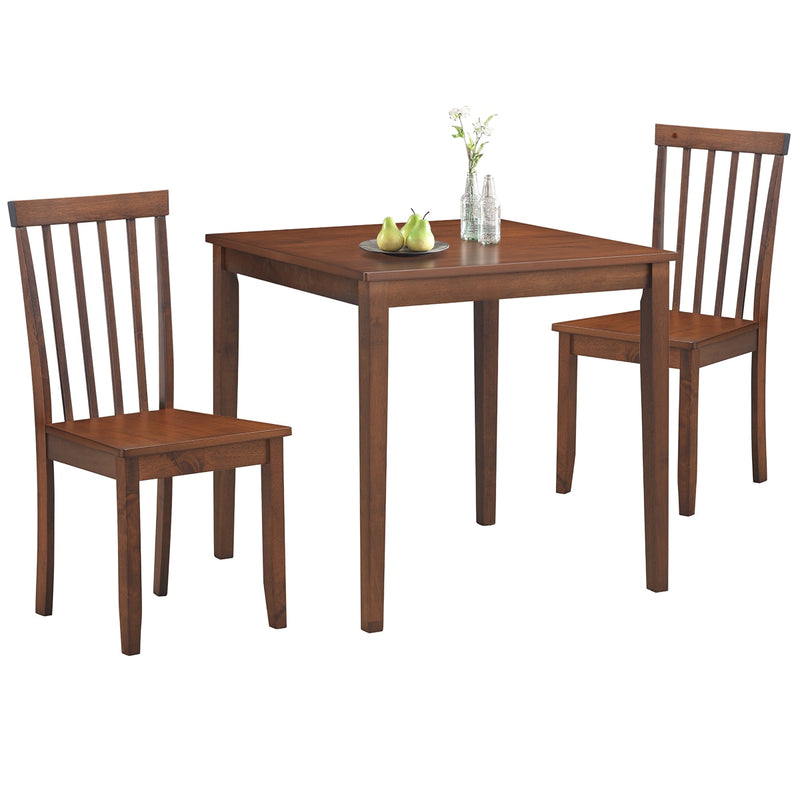 3-Piece Dining Table Set 2 Slat Back Chairs with Wood Leg Kitchen Furniture
