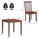 3-Piece Dining Table Set 2 Slat Back Chairs with Wood Leg Kitchen Furniture