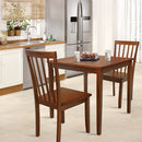 3-Piece Dining Table Set 2 Slat Back Chairs with Wood Leg Kitchen Furniture