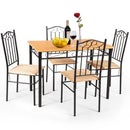 5 PC Dining Set Wood Metal Table and 4 Chairs Kitchen Breakfast Furniture New