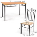 5 PC Dining Set Wood Metal Table and 4 Chairs Kitchen Breakfast Furniture New