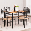 5 PC Dining Set Wood Metal Table and 4 Chairs Kitchen Breakfast Furniture New