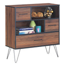 Sideboard Storage Cabinet Multipurpose Display Unit w/Metal Leg & Drawers Walnut