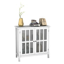 Storage Buffet Cabinet Glass Door Sideboard Console Table Server Display White