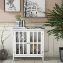 Storage Buffet Cabinet Glass Door Sideboard Console Table Server Display White