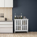 Storage Buffet Cabinet Glass Door Sideboard Console Table Server Display White
