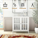 Storage Buffet Cabinet Glass Door Sideboard Console Table Server Display White