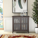 Storage Buffet Cabinet Glass Door Sideboard Console Table Server Display Brown