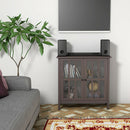 Storage Buffet Cabinet Glass Door Sideboard Console Table Server Display Brown