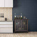 Storage Buffet Cabinet Glass Door Sideboard Console Table Server Display Brown