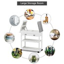 Rolling Kitchen Island Trolley Cart Stainless Steel Flip Tabletop w/Drawer White
