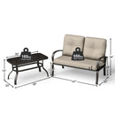 2 Pcs Patio Outdoor LoveSeat Coffee Table Set Furniture Bench With Cushion