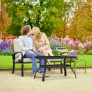 2 Pcs Patio Outdoor LoveSeat Coffee Table Set Furniture Bench With Cushion