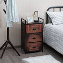 3 Drawer Fabric Dresser Storage Tower Nightstand Sturdy Steel Frame Closet