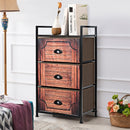 3 Drawer Fabric Dresser Storage Tower Nightstand Sturdy Steel Frame Closet