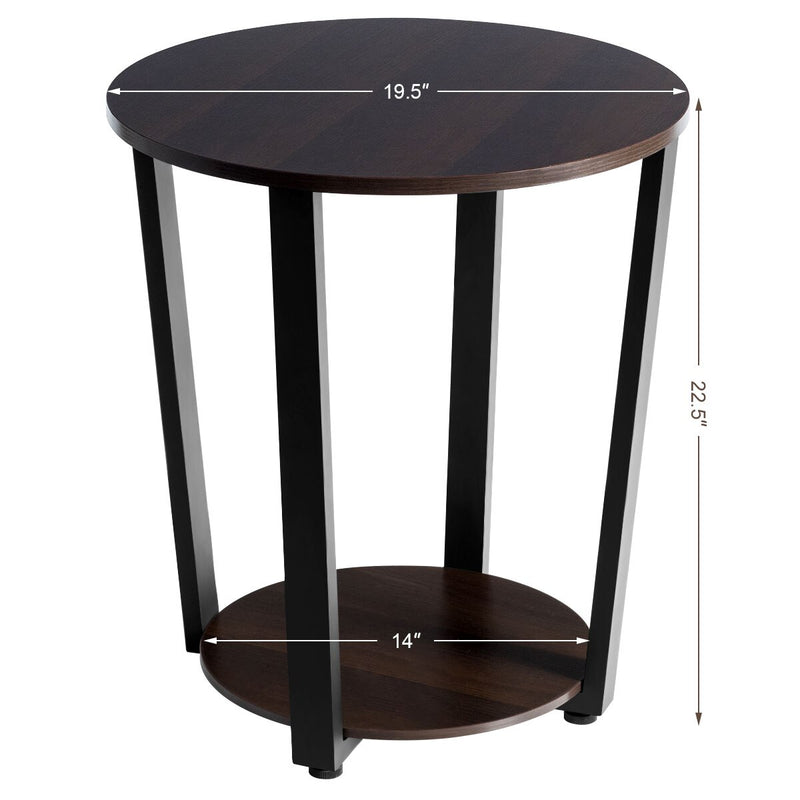Industrial End Table Sofa Side Table Nightstand Storage Shelf