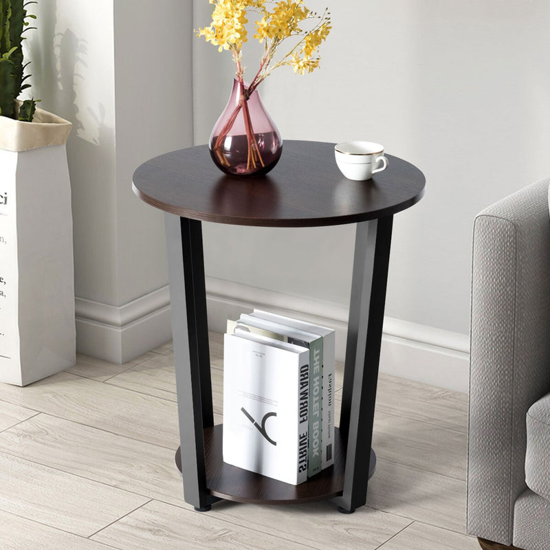 Industrial End Table Sofa Side Table Nightstand Storage Shelf