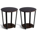 Set of 2 Industrial End Table Sofa Side Table Nightstand Shelf