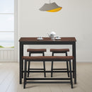 Costway 4 Pcs Solid Wood Counter Height Table Set w/ Height Bench & Two Saddle Stools