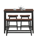 Costway 4 Pcs Solid Wood Counter Height Table Set w/ Height Bench & Two Saddle Stools