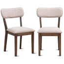 Set of 2 Dining Side Chairs Armless Fabric Upholstered Seat Wood Legs Furniture