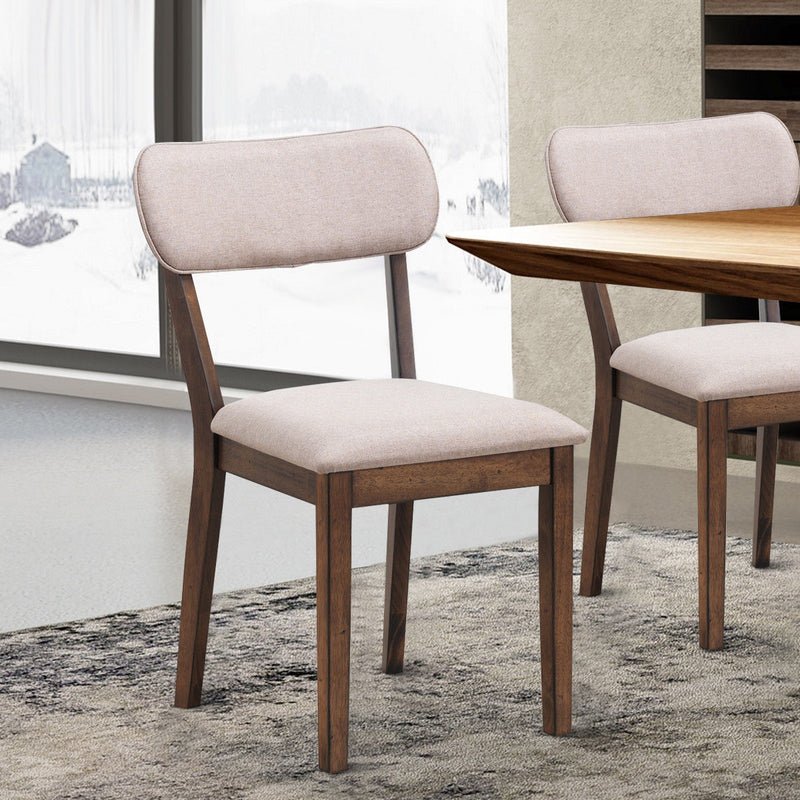 Set of 2 Dining Side Chairs Armless Fabric Upholstered Seat Wood Legs Furniture