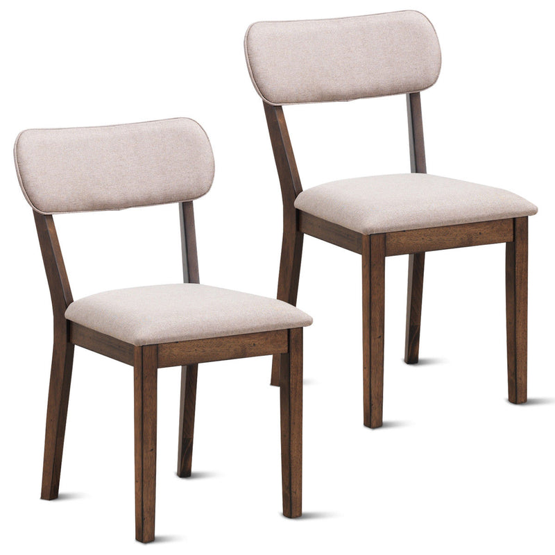 Set of 2 Dining Side Chairs Armless Fabric Upholstered Seat Wood Legs Furniture