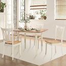 Extendable 5 Piece Wood Dining Table Set 4 Chairs Kitchen Table w/Extension Leaf