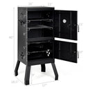 Vertical Charcoal Smoker BBQ Barbecue Grill w/ Temperature Gauge Outdoor Black