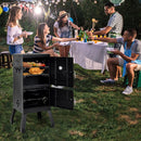 Vertical Charcoal Smoker BBQ Barbecue Grill w/ Temperature Gauge Outdoor Black