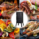 Vertical Charcoal Smoker BBQ Barbecue Grill w/ Temperature Gauge Outdoor Black