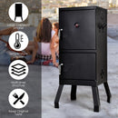 Vertical Charcoal Smoker BBQ Barbecue Grill w/ Temperature Gauge Outdoor Black