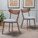 Set of 2 Dining Chair Upholstered Curved Back Side Chair with Solid Wooden Legs