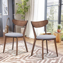 Set of 2 Dining Chair Upholstered Curved Back Side Chair with Solid Wooden Legs