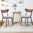 Set of 2 Dining Chair Upholstered Curved Back Side Chair with Solid Wooden Legs