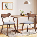 Set of 2 Dining Chair Upholstered Curved Back Side Chair with Solid Wooden Legs