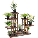 6Tier 13 Pots Wooden Plant Flower Display Stand Wood Shelf Storage Rack Garden