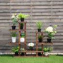 6Tier 13 Pots Wooden Plant Flower Display Stand Wood Shelf Storage Rack Garden