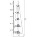 5 Tier Corner Ladder Shelf Floor Stand Shelves Bookshelf Display Bookcase Home Furniture HW60327WH