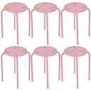 Set of 6 Stackable Metal Stool Set Daisy Backless Round Top Kitchen Pink