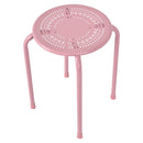 Set of 6 Stackable Metal Stool Set Daisy Backless Round Top Kitchen Pink