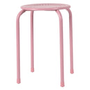 Set of 6 Stackable Metal Stool Set Daisy Backless Round Top Kitchen Pink