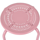 Set of 6 Stackable Metal Stool Set Daisy Backless Round Top Kitchen Pink