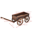 Wood Wagon Flower Planter Pot Stand W/Wheels Home Garden Outdoor Decor