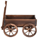 Wood Wagon Flower Planter Pot Stand W/Wheels Home Garden Outdoor Decor
