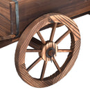 Wood Wagon Flower Planter Pot Stand W/Wheels Home Garden Outdoor Decor