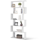 6 Tier S-Shaped Bookcase Z-Shelf Style Storage Display Modern Bookshelf