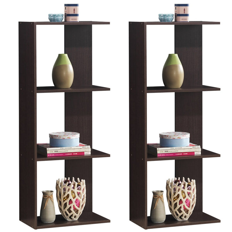 Set of 2 Bookcase Storage 3-Tier Open Shelf Display Room Divider